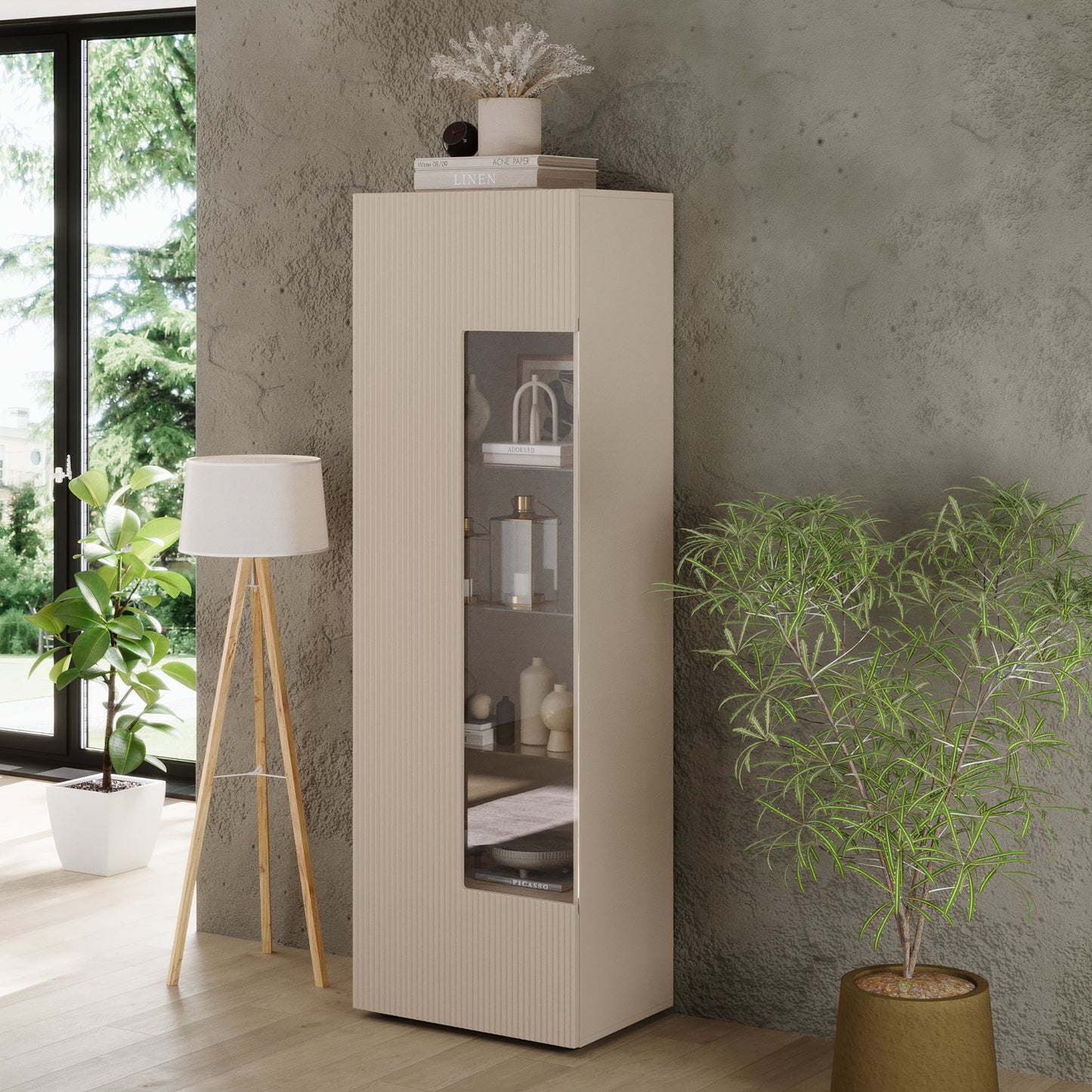 Raveena Display Vitrine, One Door - Cashmere Finish