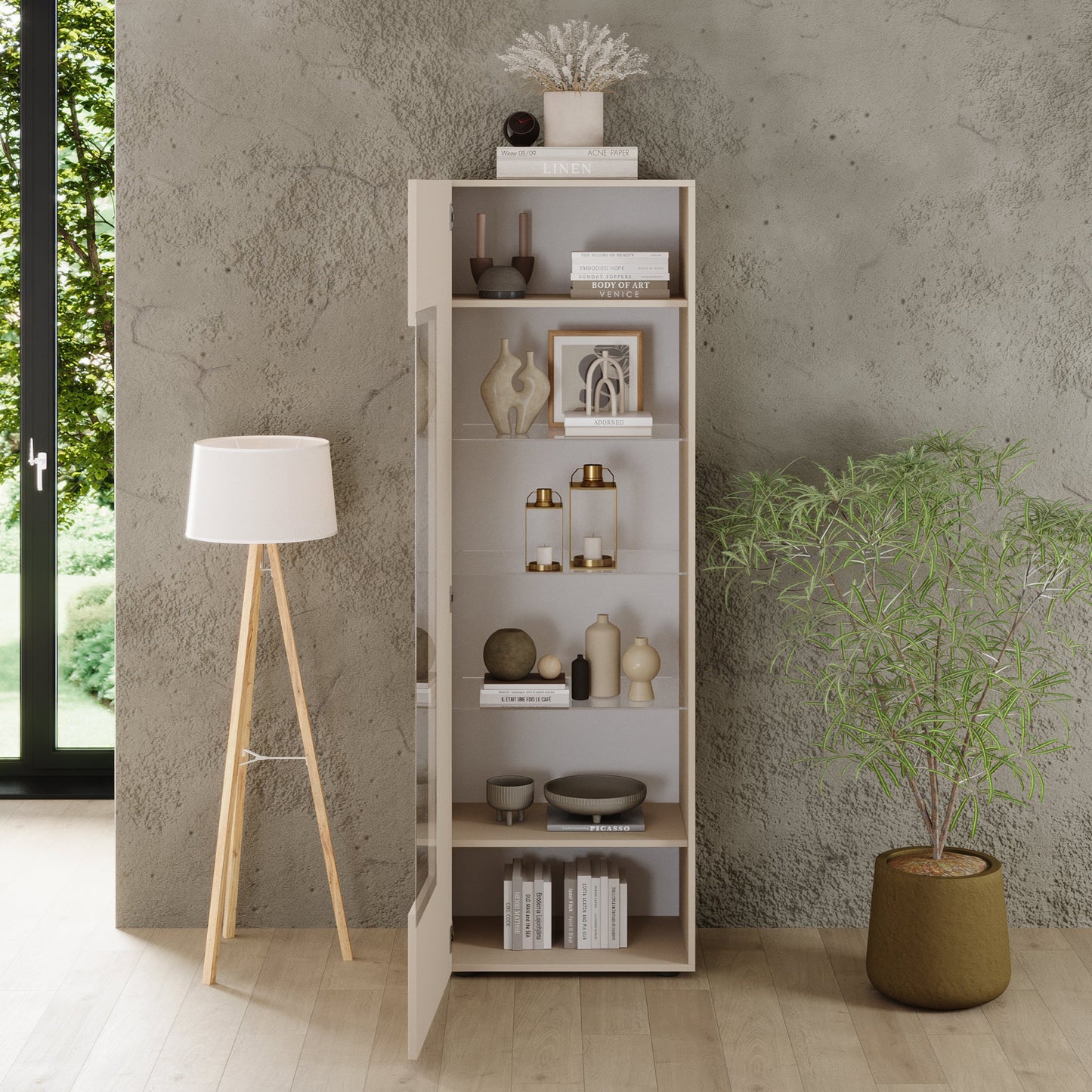 Raveena Display Vitrine, One Door - Cashmere Finish