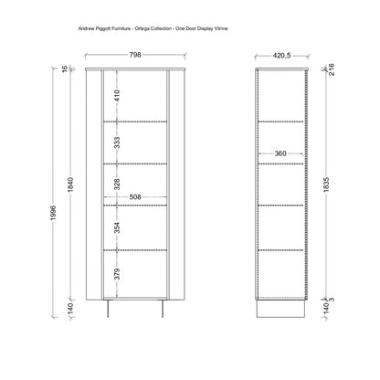 Cashmere Taupe Display Vitrine - One Door - Ortega Collection