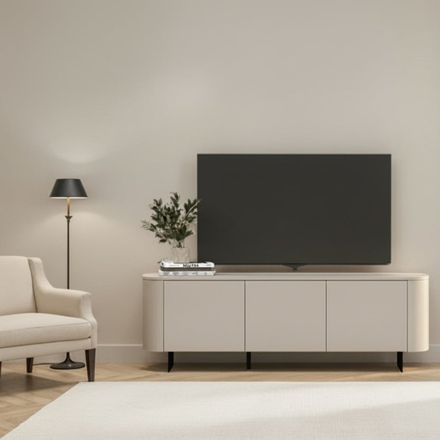 Cashmere Taupe TV Stand Three-Door – Ortega Collection
