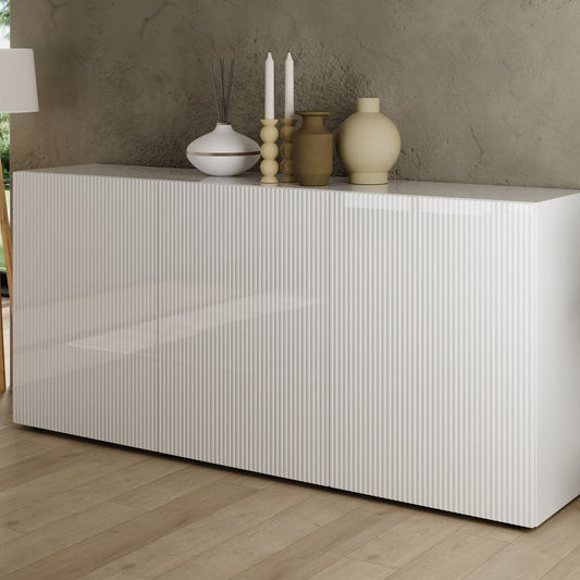 Raveena Sideboard, Three Door - Gloss White Finish