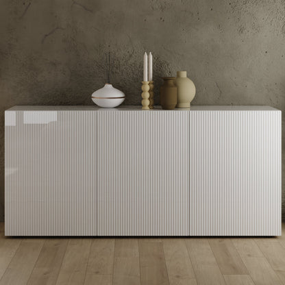 Raveena Sideboard, Three Door - Gloss White Finish