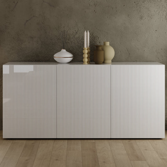 Raveena Sideboard, Three Door - Gloss White Finish