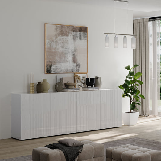 Raveena Sideboard, Four Doors - Gloss White  Finish