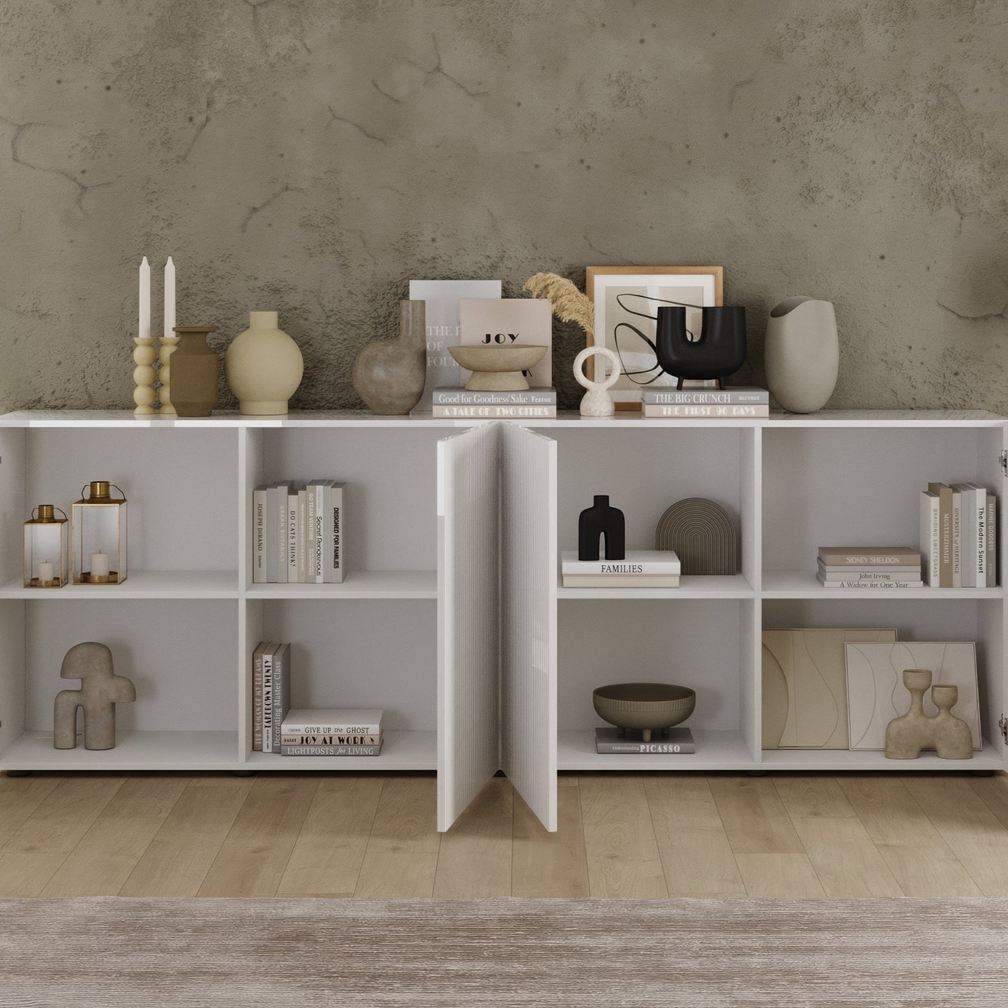 Raveena Sideboard, Four Doors - Gloss White  Finish