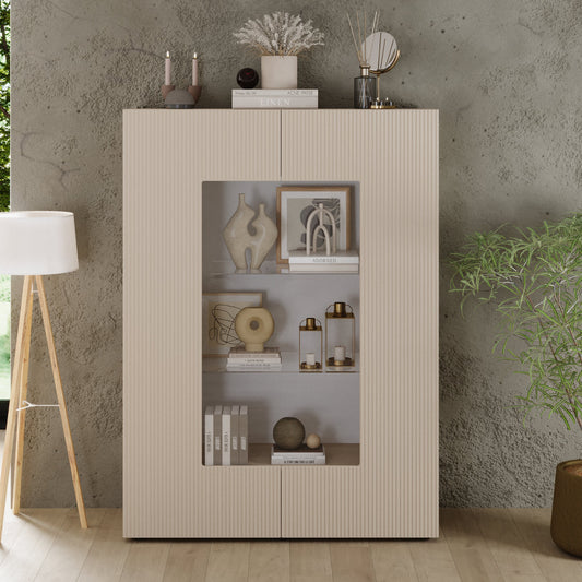 Raveena Display Vitrine, Two Door - Cashmere Finish