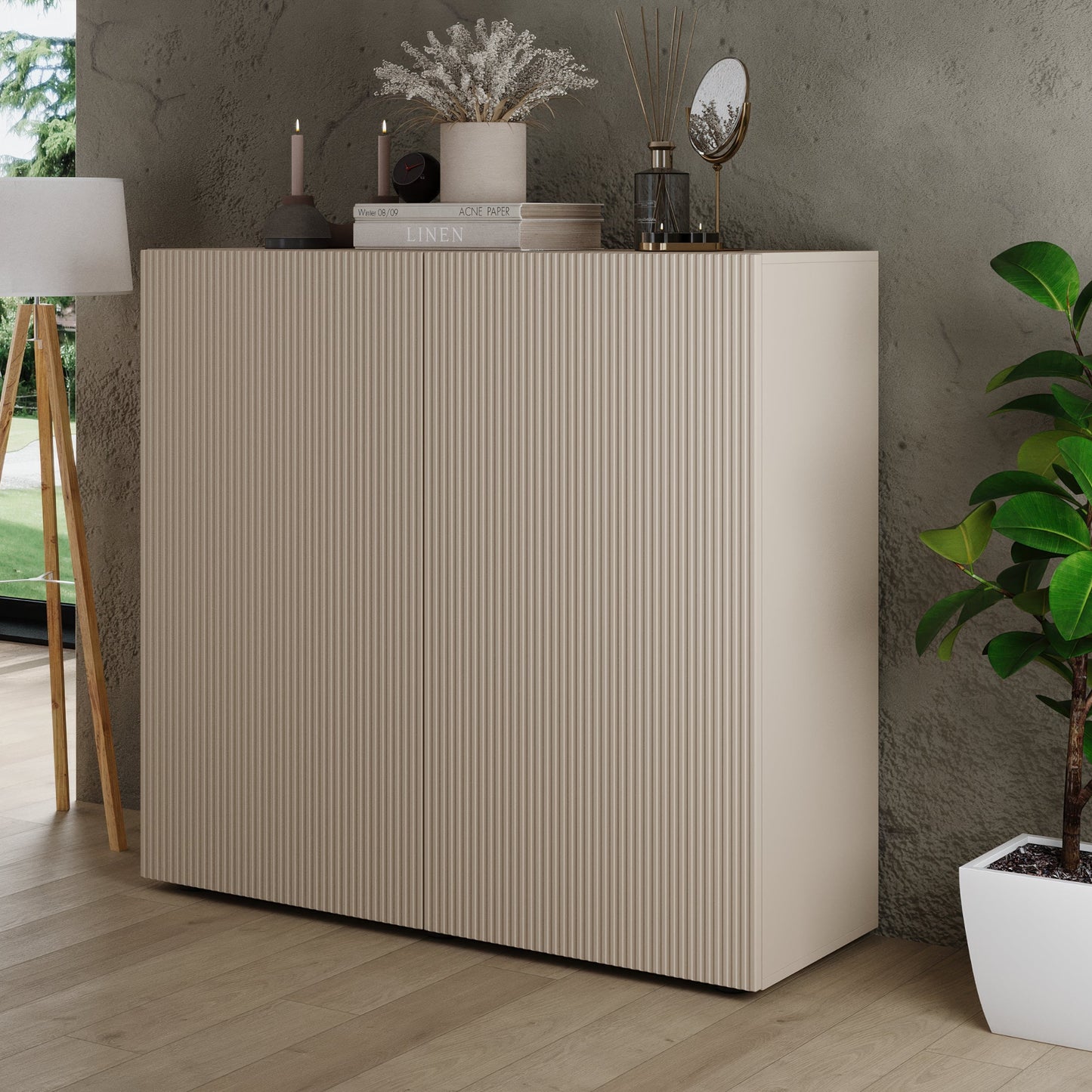 Raveena High Sideboard, Two Door - Cashmere Finish