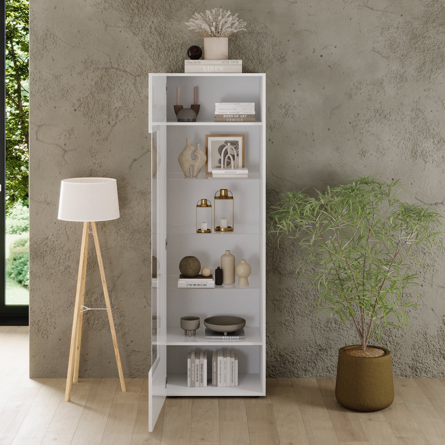 Raveena Display Vitrine, One Door - Gloss White Finish