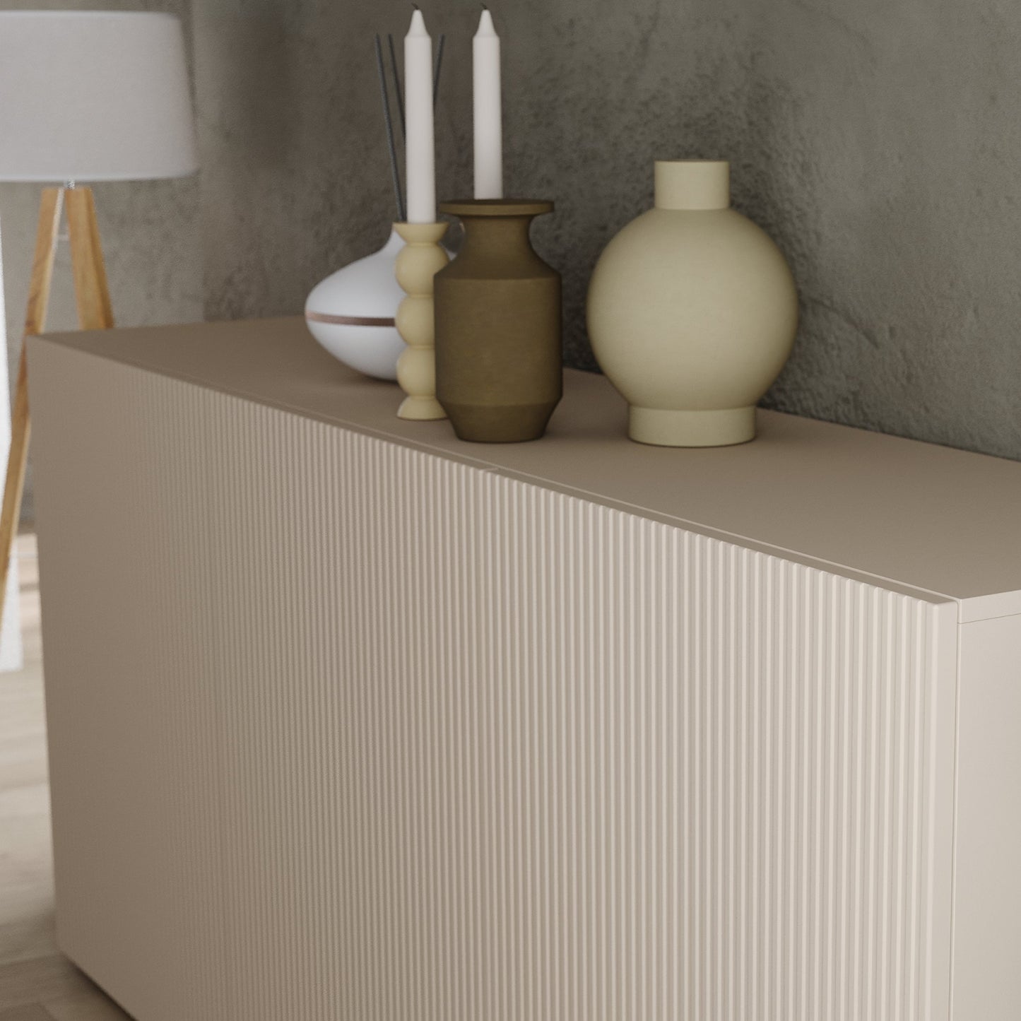 Raveena Sideboard, Three Door - Cashmere Finish