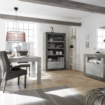 Como Bookcase, Two Doors - Anthracite and Grey  Finish