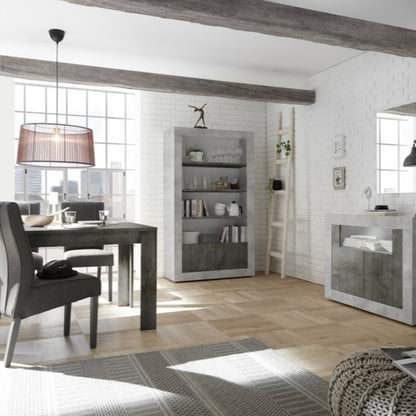 Como Bookcase, Two Doors - Grey and Anthracite Finish