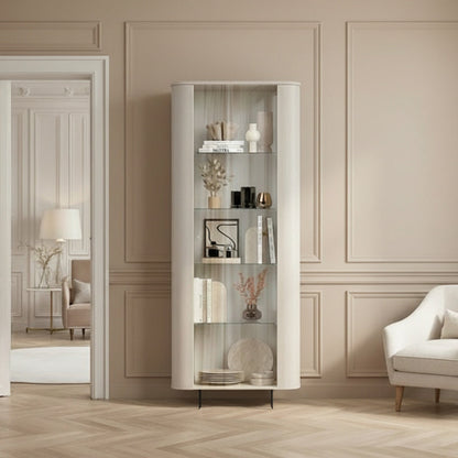 Cashmere Taupe Display Vitrine - One Door - Ortega Collection