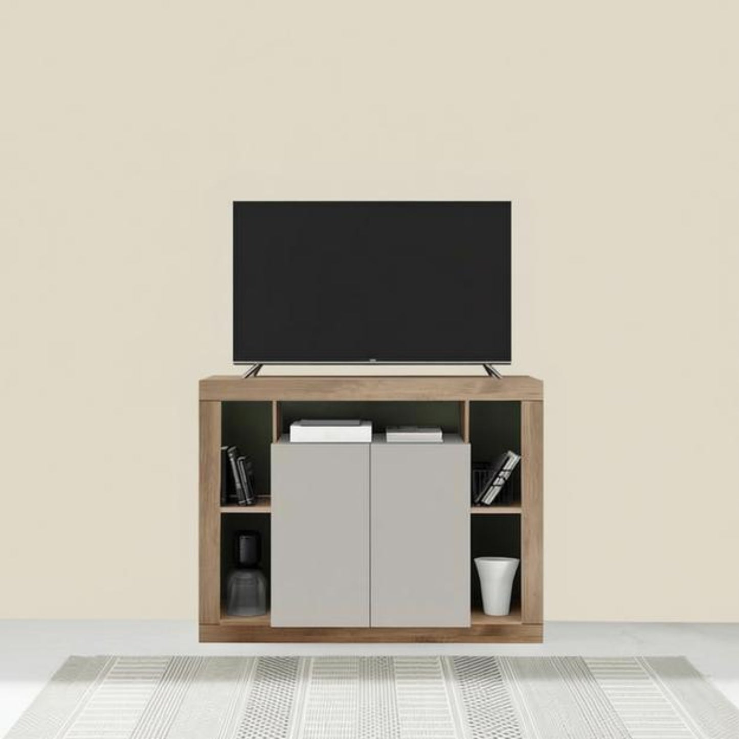 Cashmere Taupe Small Sideboard Two-Door Storage & Shelves - Rolo Collection