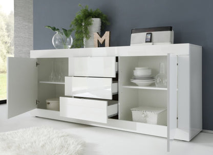 Urbino Two Door, Three Drawer Sideboard - White Gloss Finish