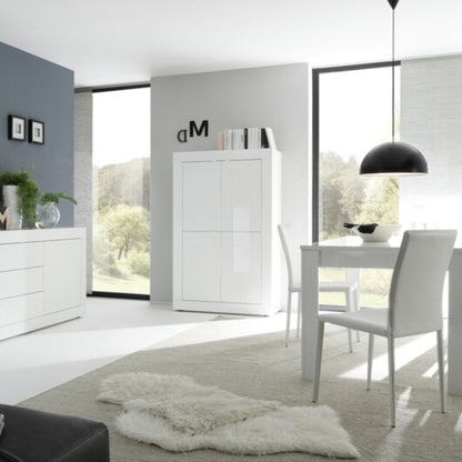 Urbino High Sideboard, Four Doors - Gloss White