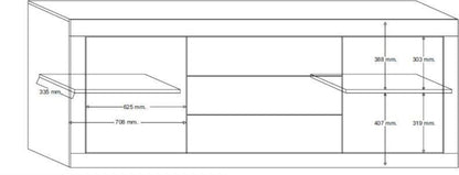Urbino Two Door, Three Drawer Sideboard - White Gloss Finish