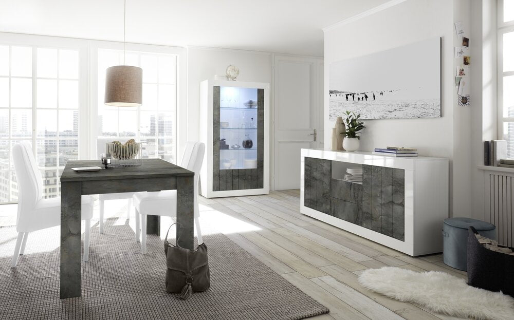 Como Sideboard, Two Door, Two Drawer, AV Storage - Gloss White and Anthracite Finish
