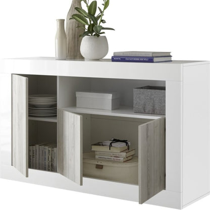 Como Sideboard, Three Door, AV Storage - Anthracite and Grey Finish