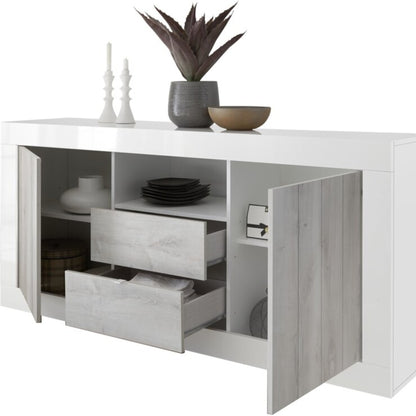 Como Sideboard, Two Door, Two Drawer, AV Storage - Anthracite and Grey Finish