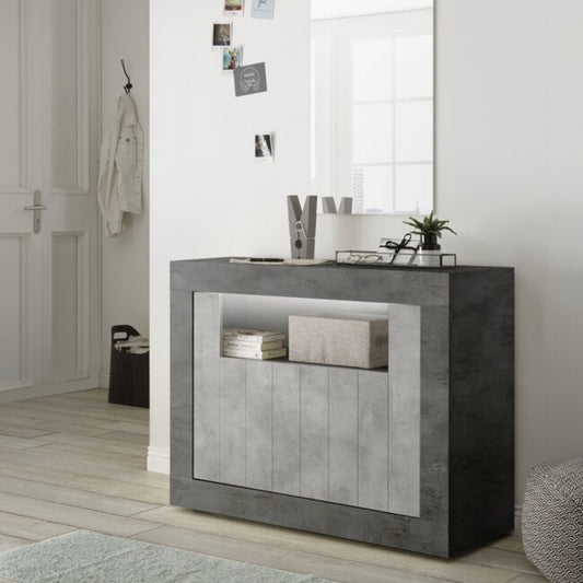 Como Sideboard, Two Door, AV Storage - Anthracite and Grey Finish