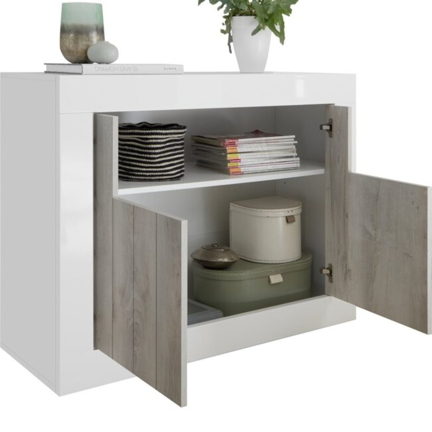 Como Sideboard, Two Door, AV Storage - Anthracite and Grey Finish