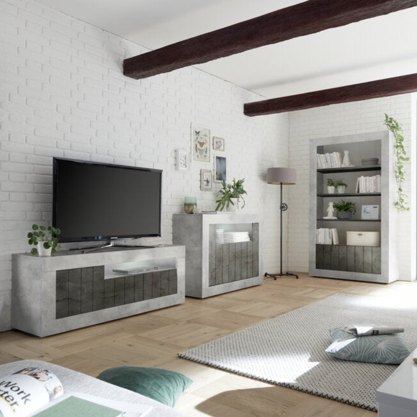Como Sideboard, Two Door, AV Storage - Grey and Anthracite Finish