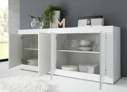 Urbino Sideboard, Four Door - White Gloss Finish