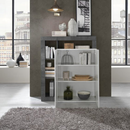 Florence High Sideboard, Two Door - Anthracite and White Finish