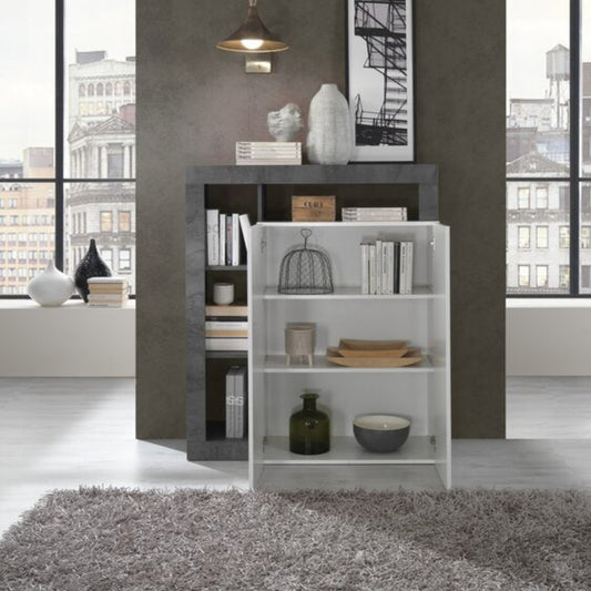 Florence High Sideboard, Two Door - Anthracite and White Finish