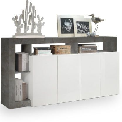 Florence Sideboard, Four Doors - Anthracite and White Finish