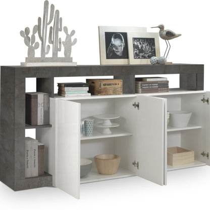 Florence Sideboard, Four Doors - Anthracite and White Finish