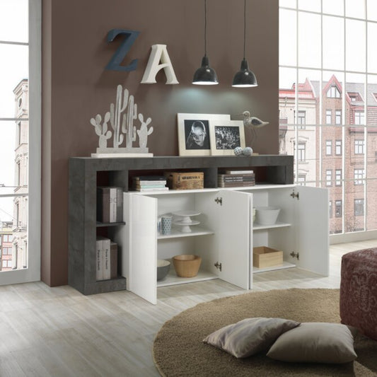 Florence Sideboard, Four Doors - Anthracite and White Finish