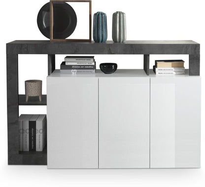 Florence Sideboard, Three Doors - Anthracite and White Finish