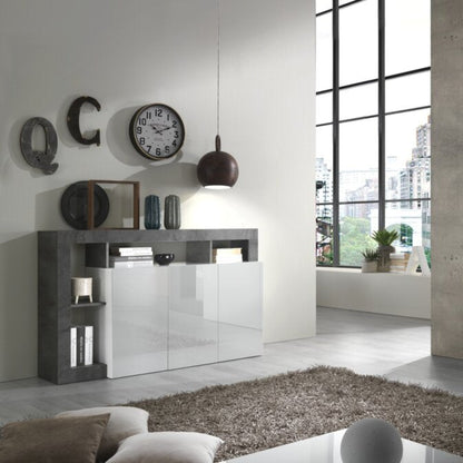 Florence Sideboard, Three Doors - Anthracite and White Finish