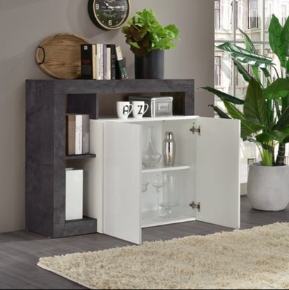 Florence Sideboard, Two Doors - Anthracite and White Finish