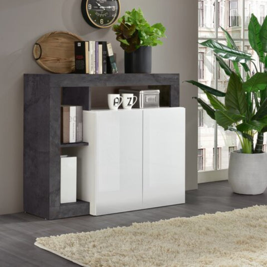 Florence Sideboard, Two Doors - Anthracite and White Finish
