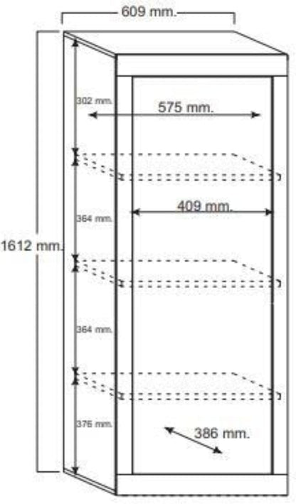 Urbino Display Cabinet, Two Glass Doors, Optional LED Spotlight  - White Gloss Finish