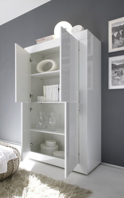 Urbino High Sideboard, Four Doors - Gloss White