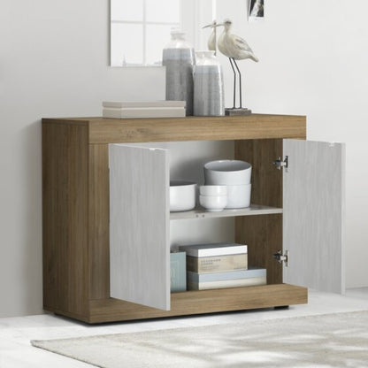 Urbino Sideboard, Two Door - Dark Oak and  Matt White Finish