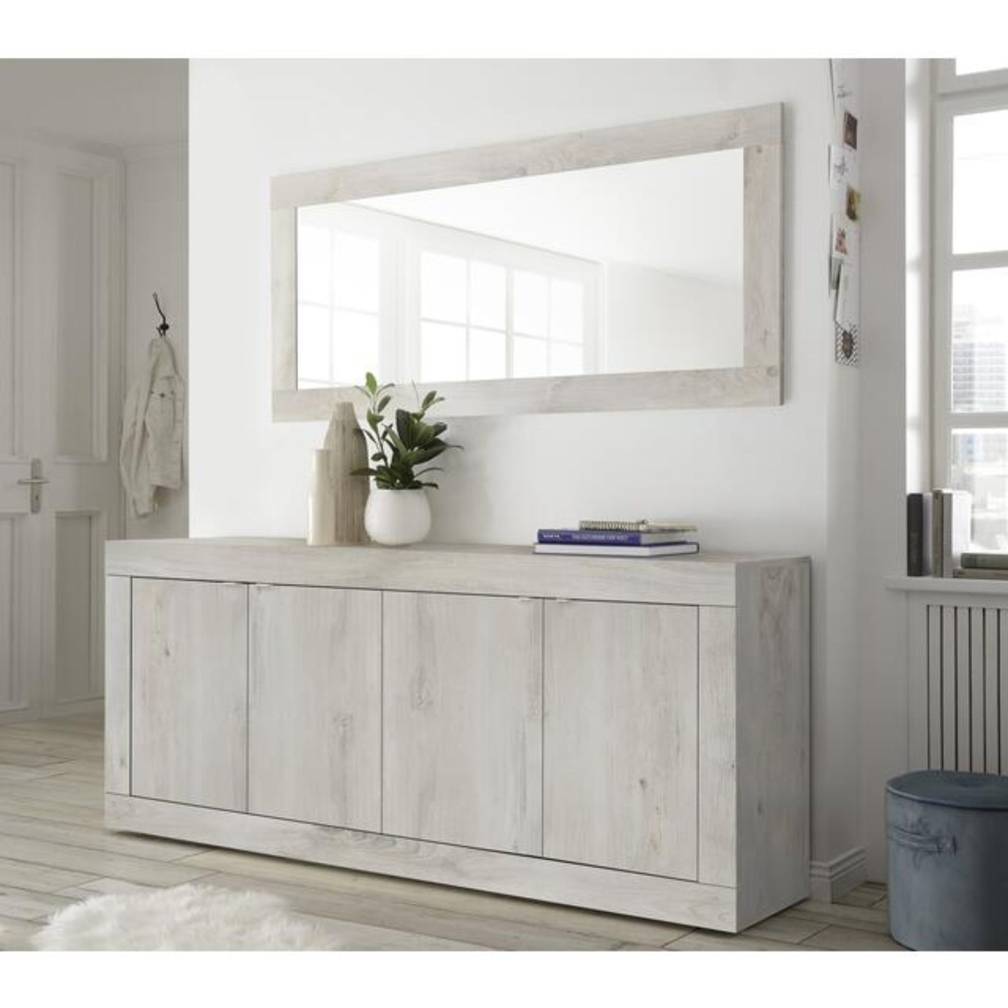 Urbino Sideboard, Four Door - White Pine Finish