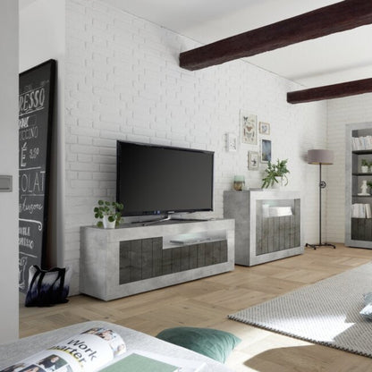 Como TV Stand, Three Doors, AV Storage - Grey and Anthracite Finish