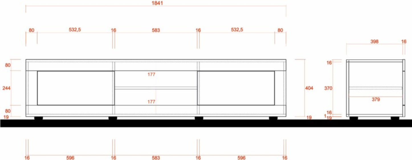 Como Large TV Unit - Anthracite and Grey Finish