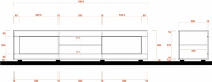 Como Large TV Unit - Anthracite and Grey Finish